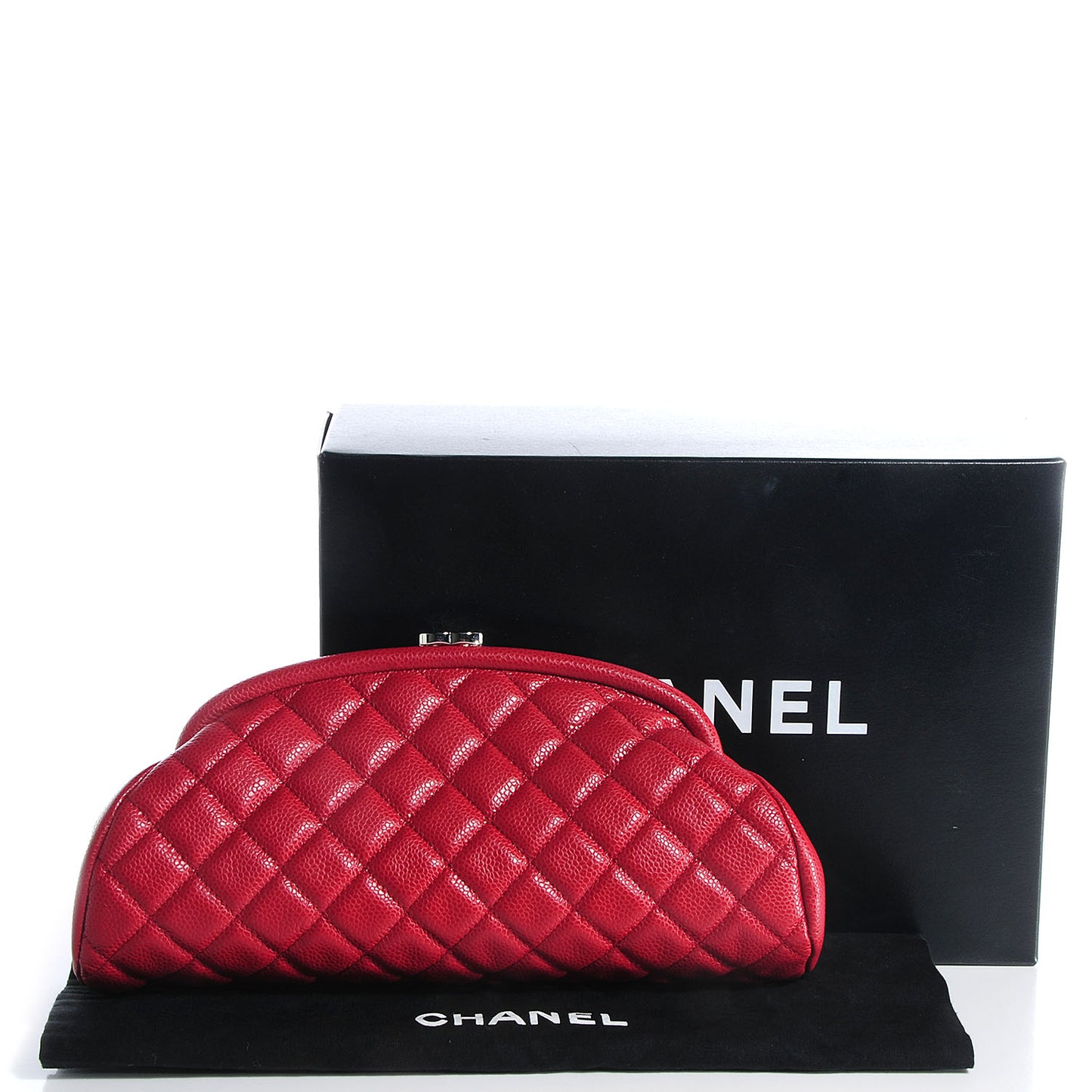 Caviar Quilted Timeless Clutch Red