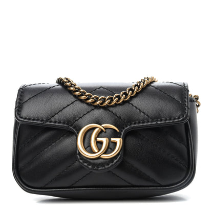 Gucci Calfskin Matelasse GG Marmont 2.0 Coin Purse On A Chain Black 1 of 4