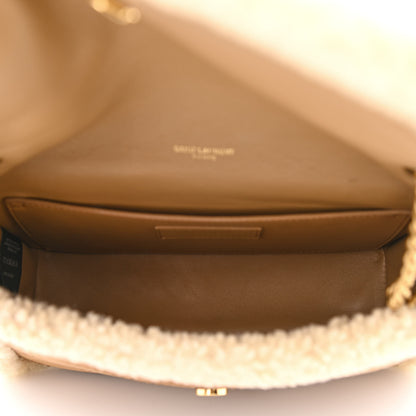 Saint Laurent Nubuck Shearling Monogram Baby Niki Chain Satchel Ivory Natural Tan 4 of 11
