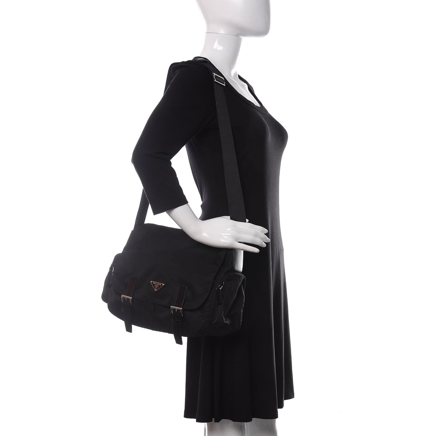 Tessuto Nylon Vela Messenger Bag Black