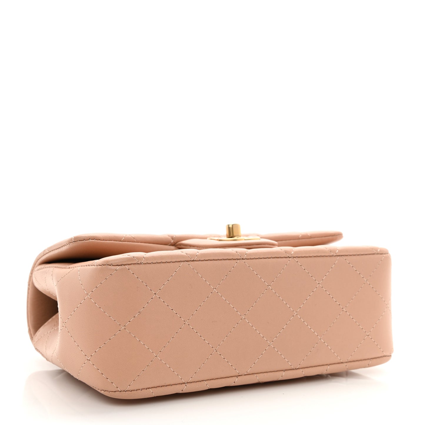 Lambskin Quilted Mini Top Handle Rectangular Flap Beige