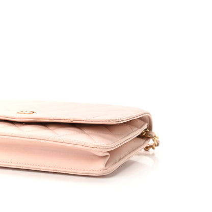 Chanel Lambskin Quilted Wallet On Chain WOC Light Pink 10 of 10