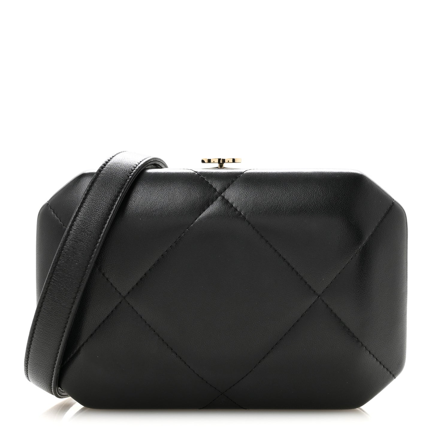 Lambskin Quilted Clutch With Chain Black