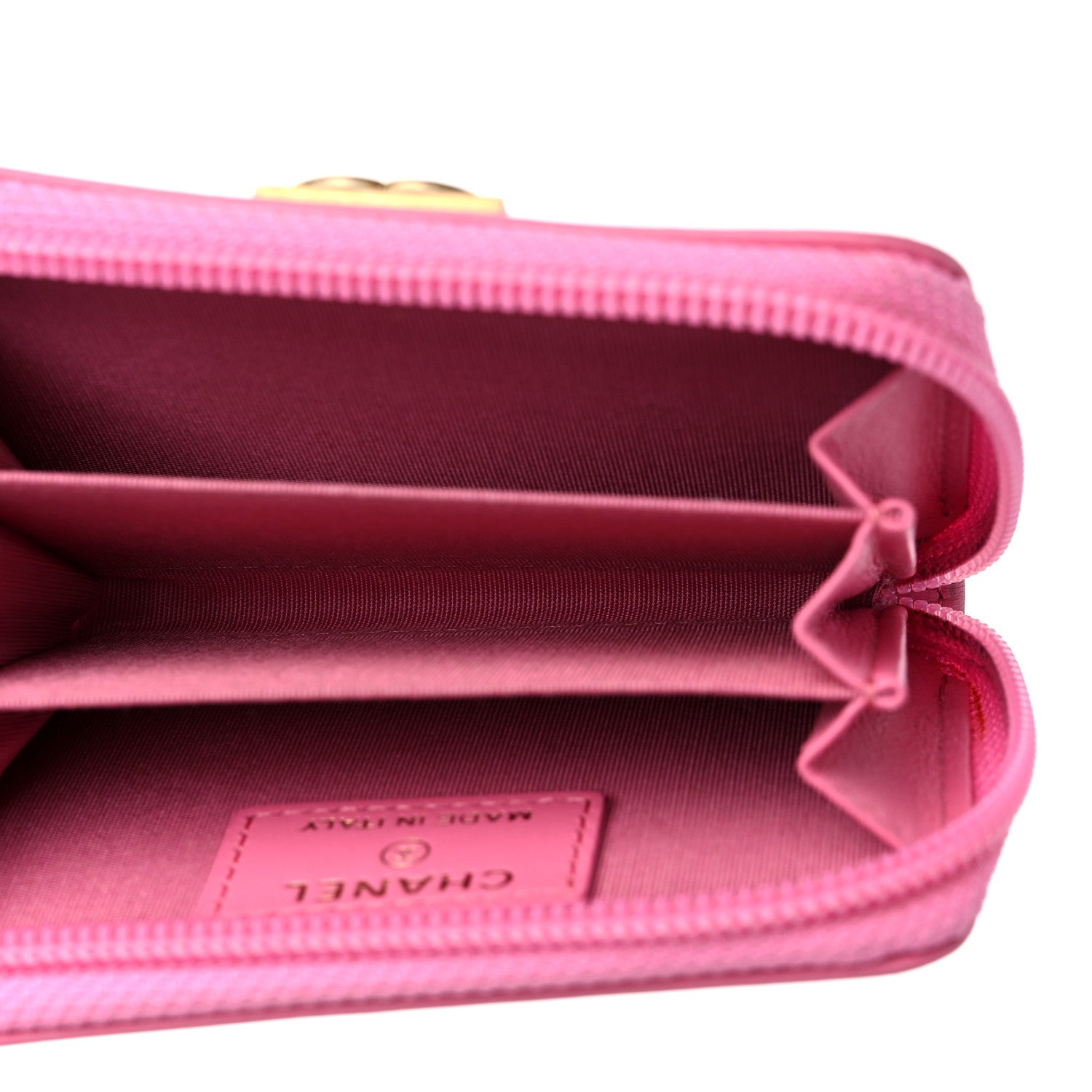 Chanel Calfskin Quilted Boy Zip Around Coin Purse Wallet Pink 4 of 12