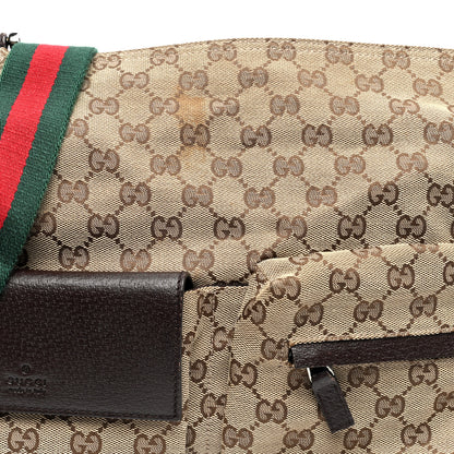 Gucci Monogram Web Medium Double Pocket Messenger Bag Dark Brown 8 of 11
