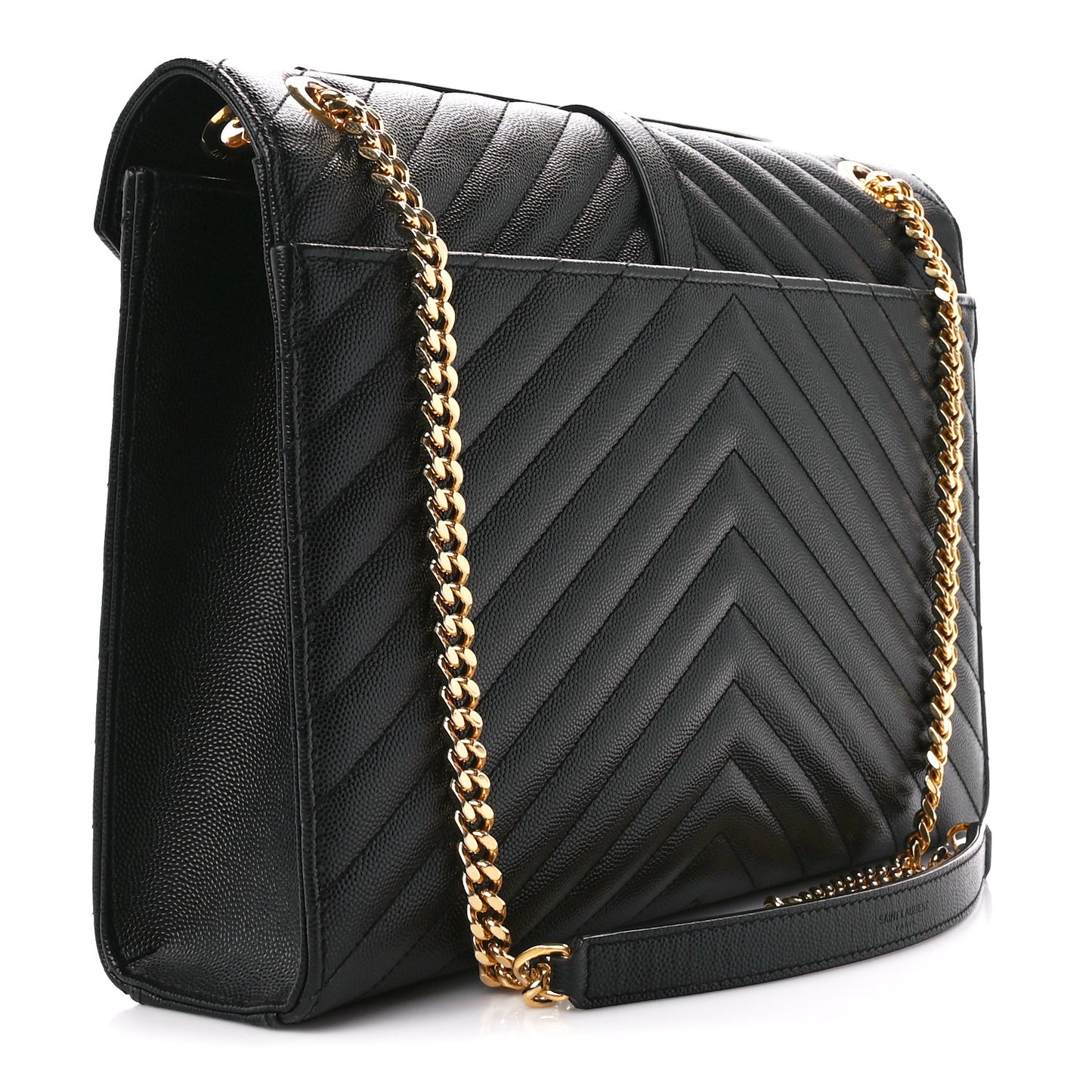 Grain De Poudre Matelasse Chevron Large Monogram Satchel Black