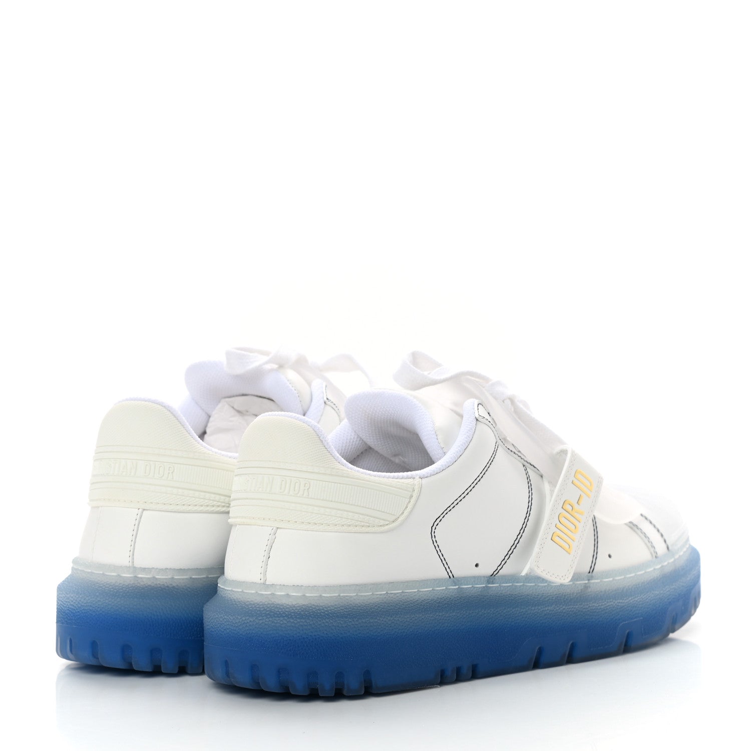 Christian Dior Calfskin Clear Rubber Dior-ID Platform Sneakers 37.5 White Deep Blue 4 of 9