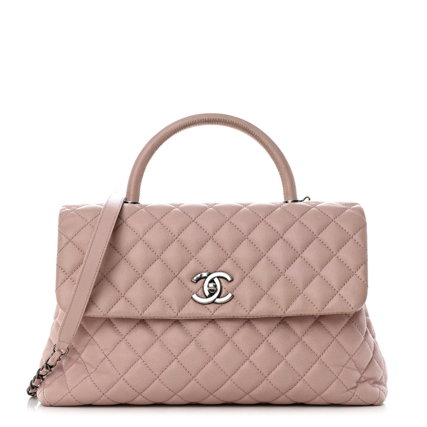 Caviar Quilted Medium Coco Handle Flap Light Pink