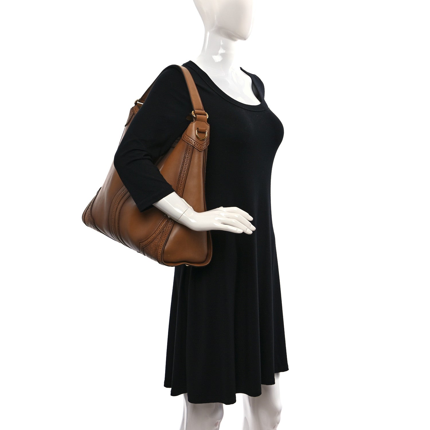 Gucci Calfskin Duilio Brogue Hobo Honey 2 of 12