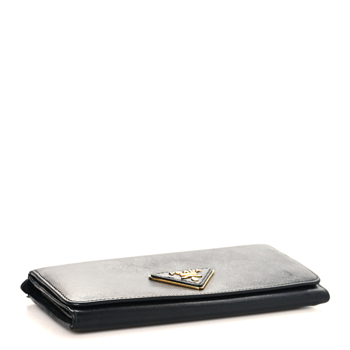 Prada Saffiano Triangle Continental Flap Wallet Black 4 of 8