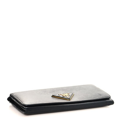 Prada Saffiano Triangle Continental Flap Wallet Black 4 of 8