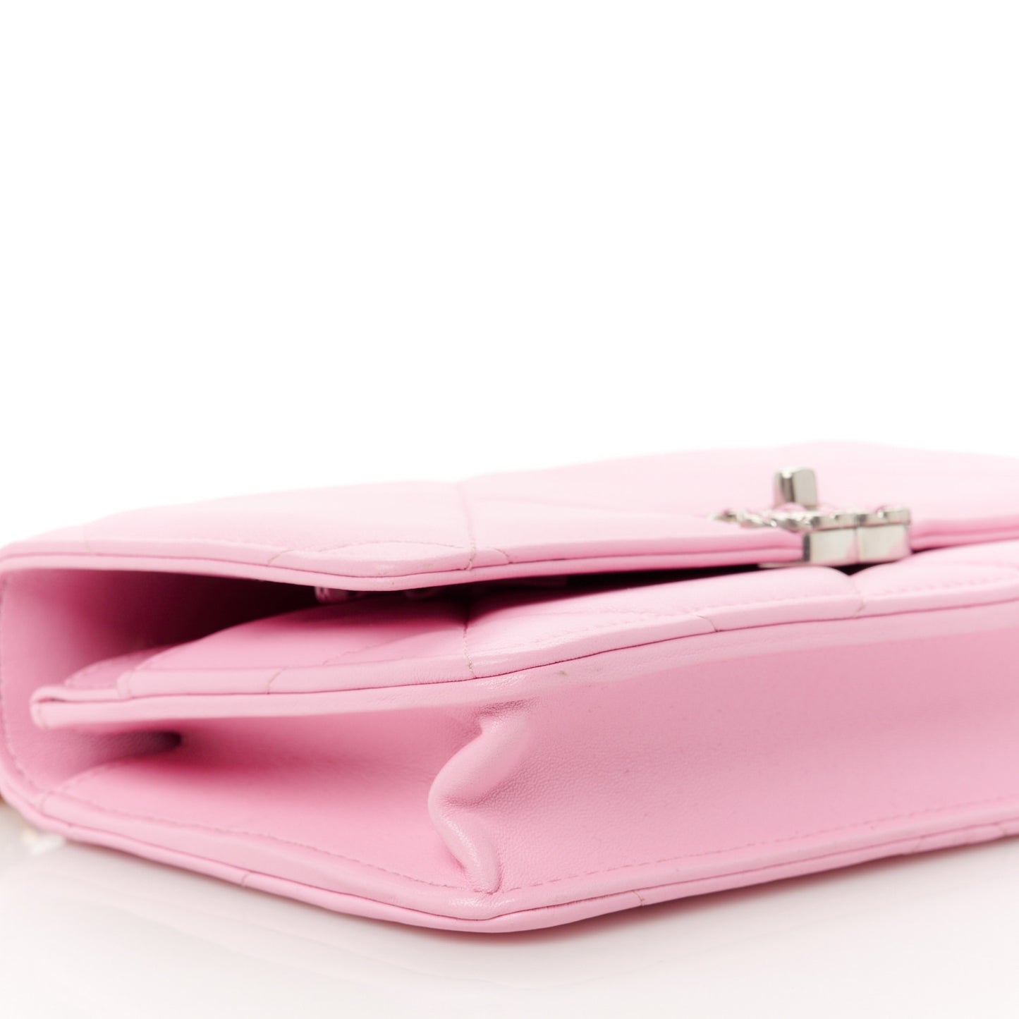 Lambskin Quilted Chanel 19 Wallet On Chain WOC Pink