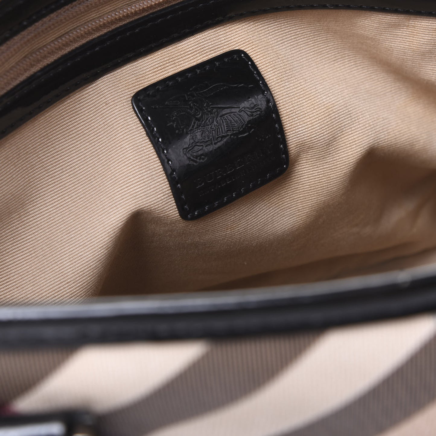 Patent Trim Nova Check Shopper Tote Black