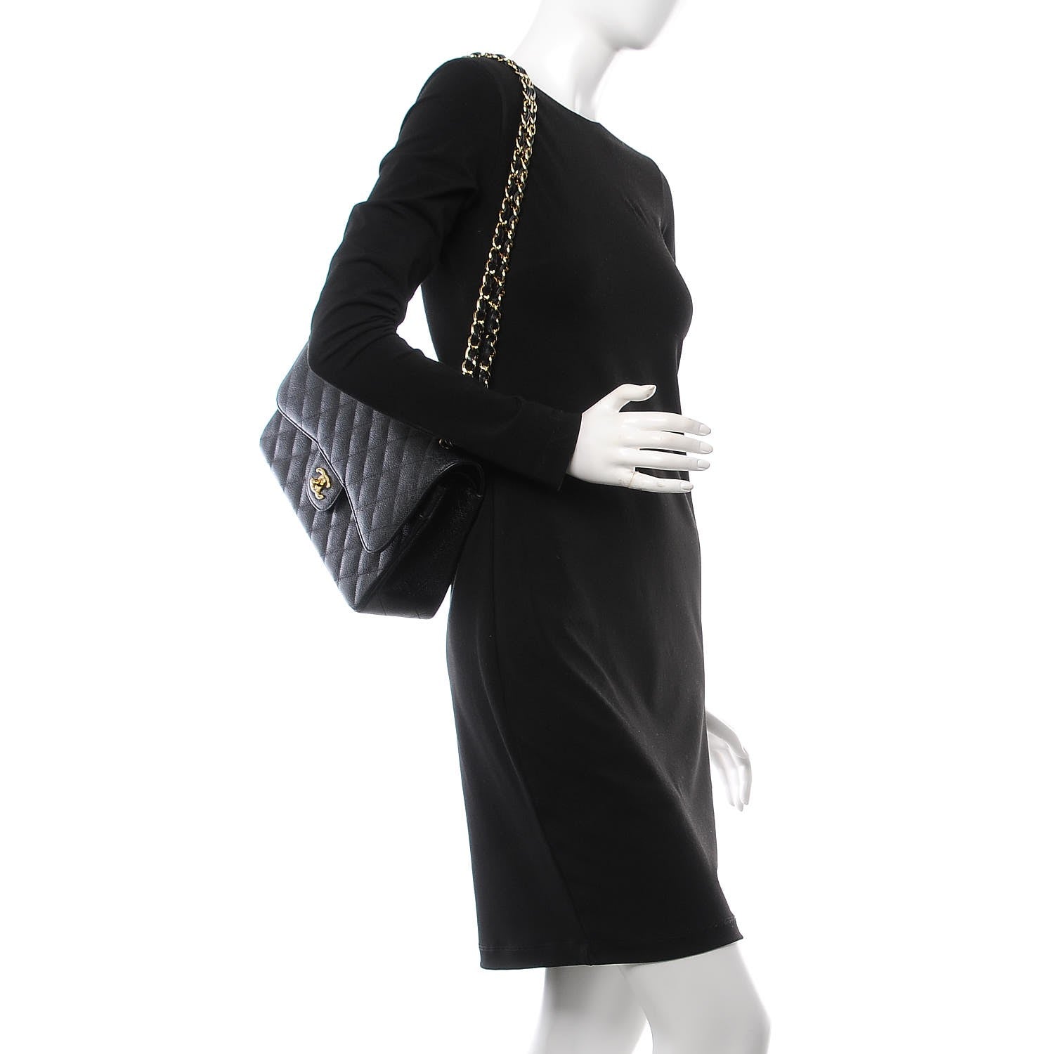 Chanel Caviar Quilted Jumbo Double Flap Black 2 of 7