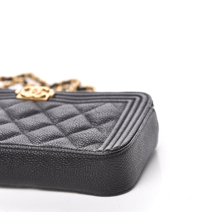 Chanel Caviar Quilted Small Boy Clutch With Chain Black 12 of 16