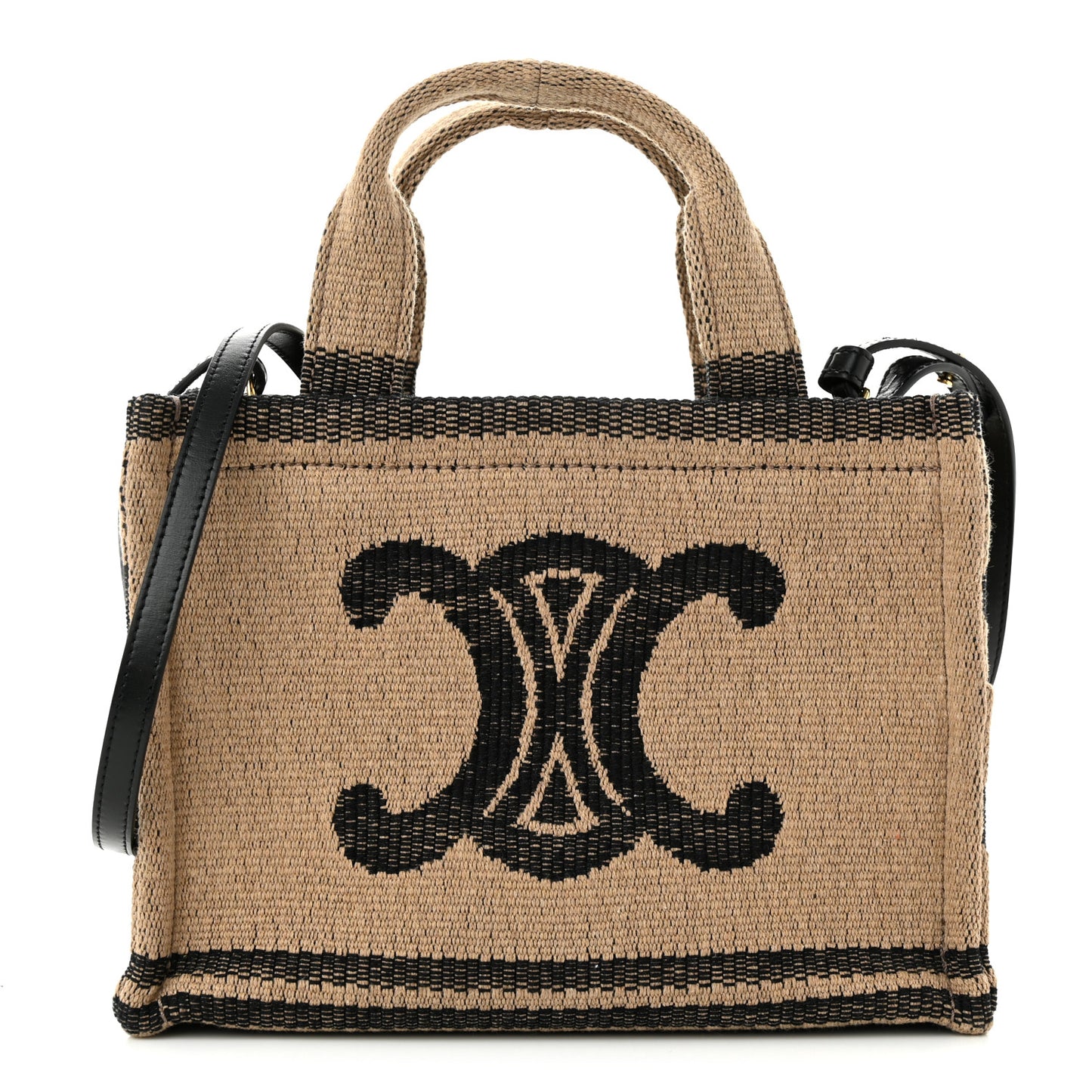 Stripe Triomphe Small Cabas Beige Black