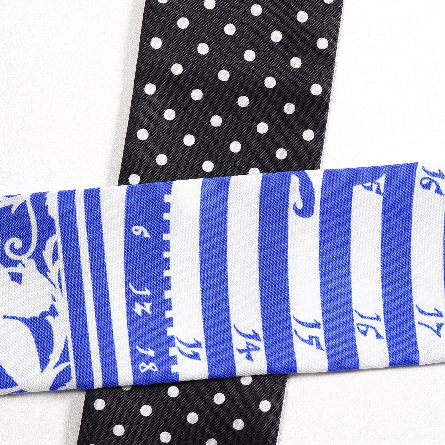 Hermes Silk Astrologie a Pois Twilly Bleu Royal Black White 5 of 5