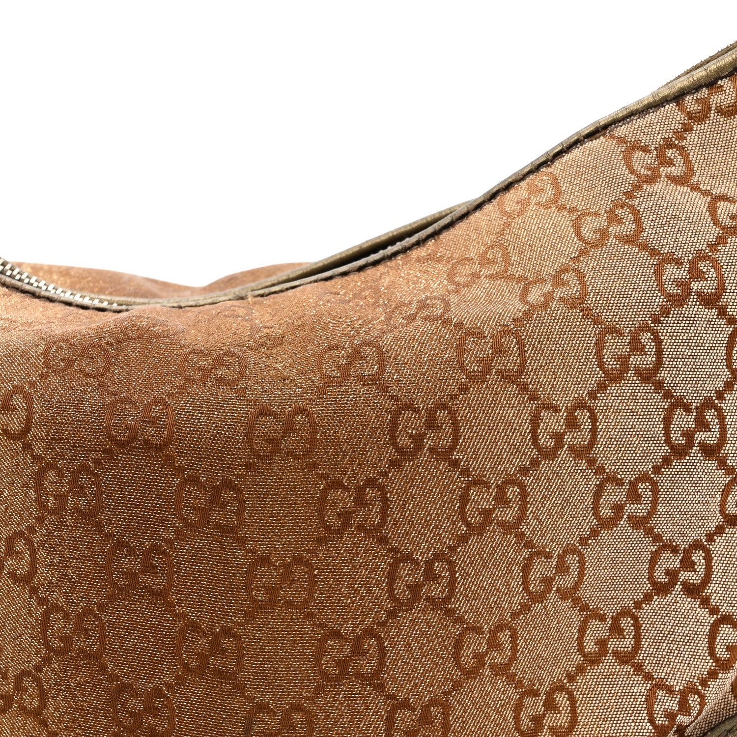 Gucci Monogram Lurex Small Heart Bit Charm Hobo Bronze 8 of 16