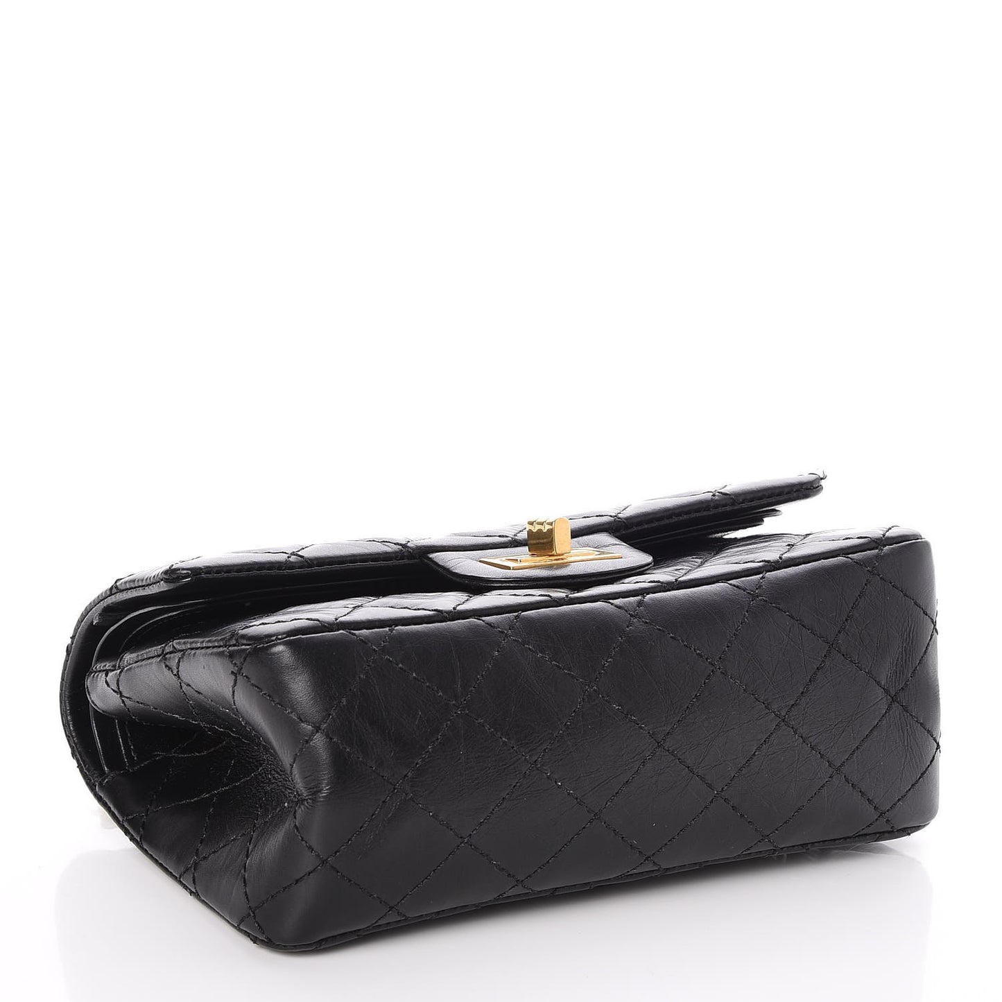 Aged Calfskin Quilted 2.55 Reissue 224 Flap Black