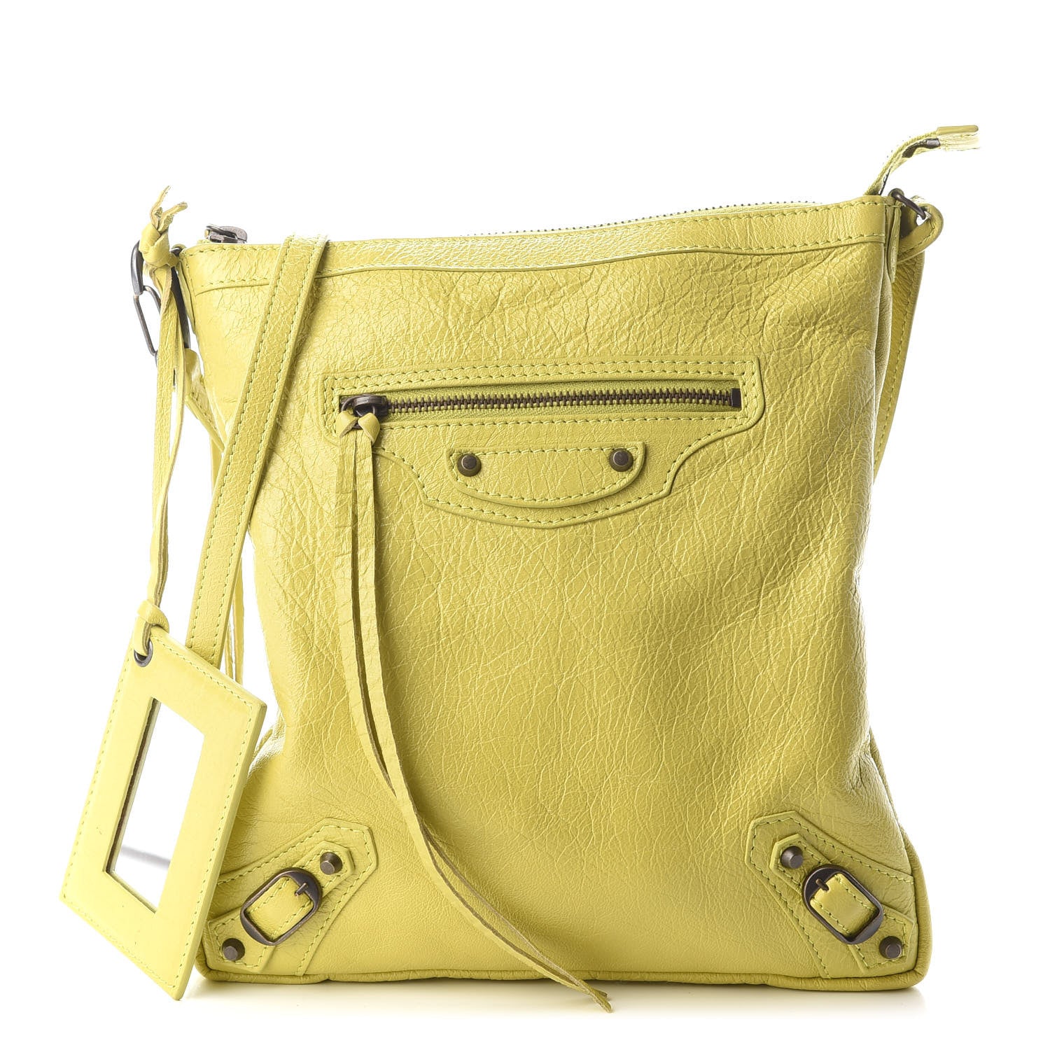 Balenciaga Agneau Classic Hardware Flat Crossbody Jaune Poussin 1 of 9