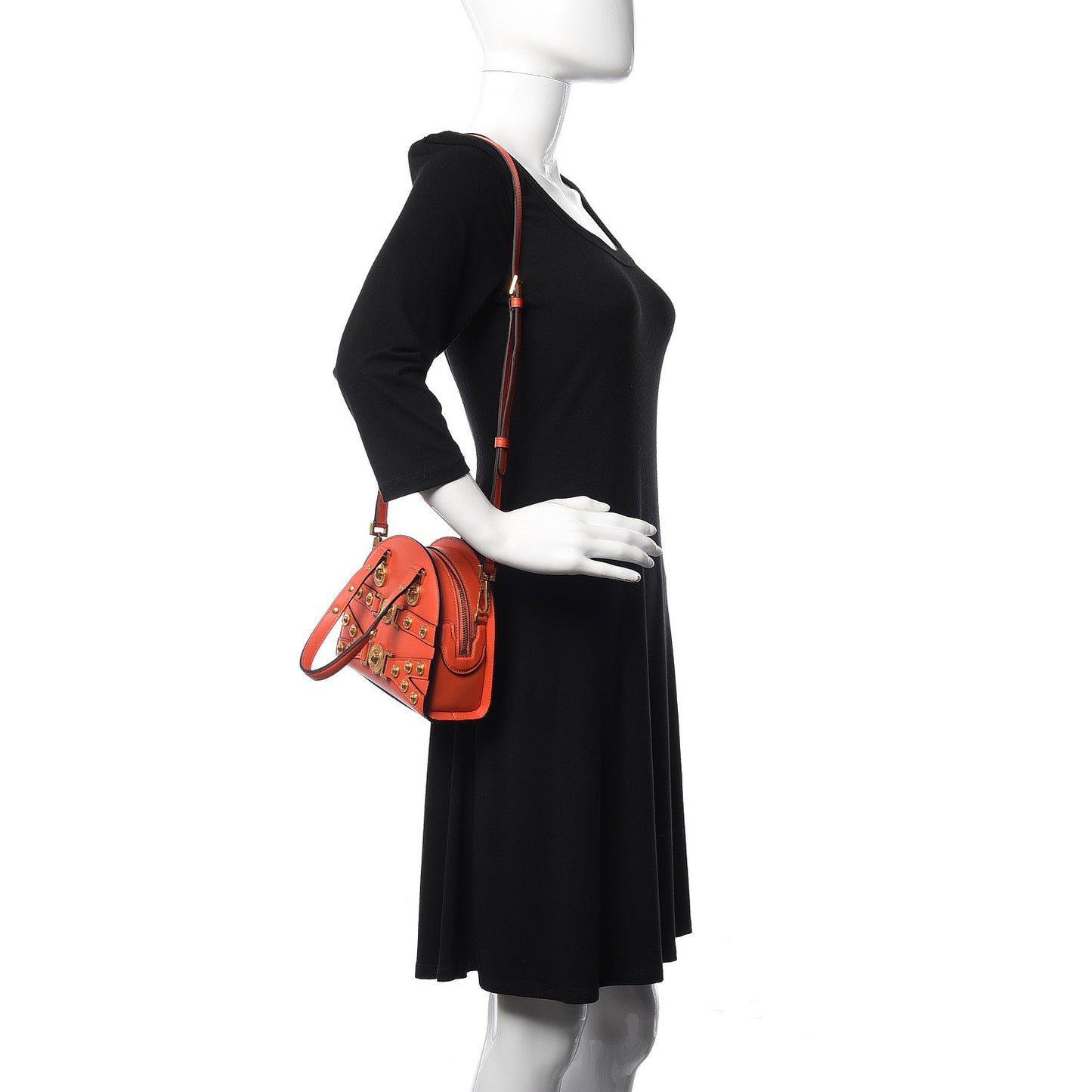 Calfskin Small Medallion Tribute Bowling Bag Orange