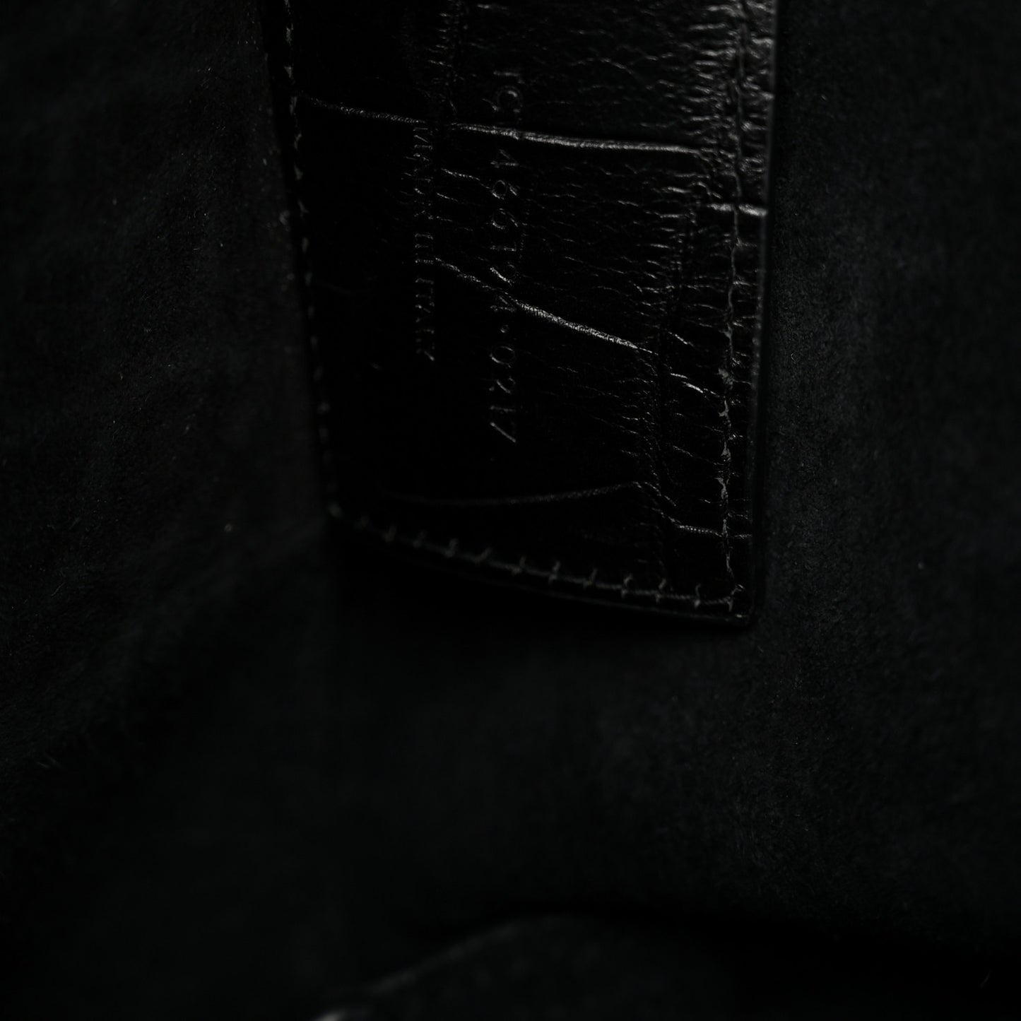 Calfskin Crocodile Embossed Shopping Tote Black