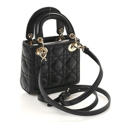 Christian Dior Lambskin Cannage Micro Lady Dior Black 3 of 10