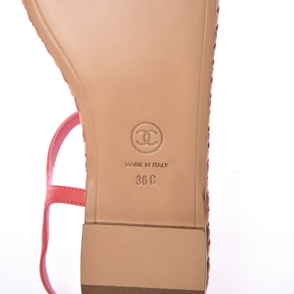 Chanel Lambskin Braided CC Logo Thong Sandals 36 Bright Pink 6 of 10
