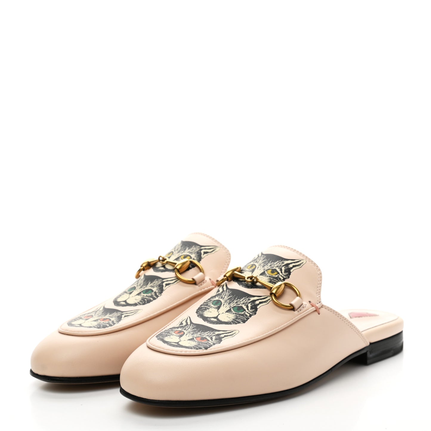 Calfskin Mystic Cat Womens Princetown Slippers 35 Mill Pink Multicolor