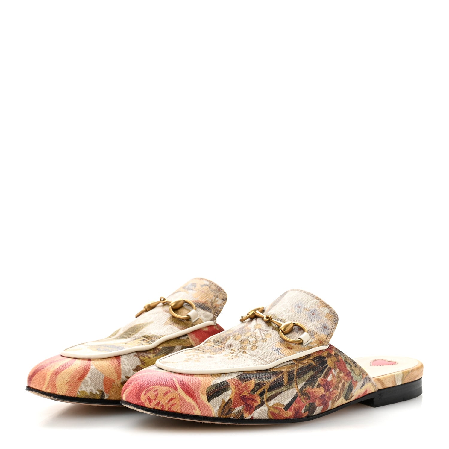 Gucci GG Supreme Monogram Malaga Kid Water Flora Womens Princetown Slippers 36.5 Beige White Multicolor Mystic White 4 of 13