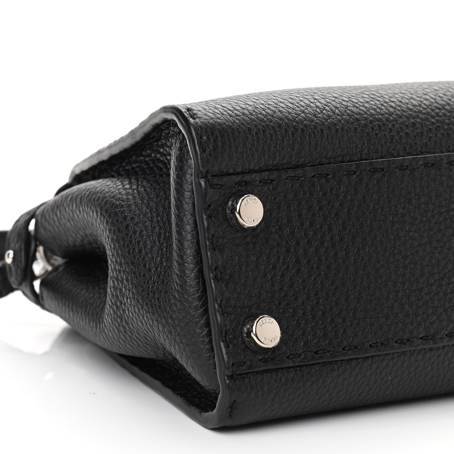 Fendi Cuoio Romano Selleria Bi-Color Mini Peekaboo Iconic Satchel Black Mou 8 of 9