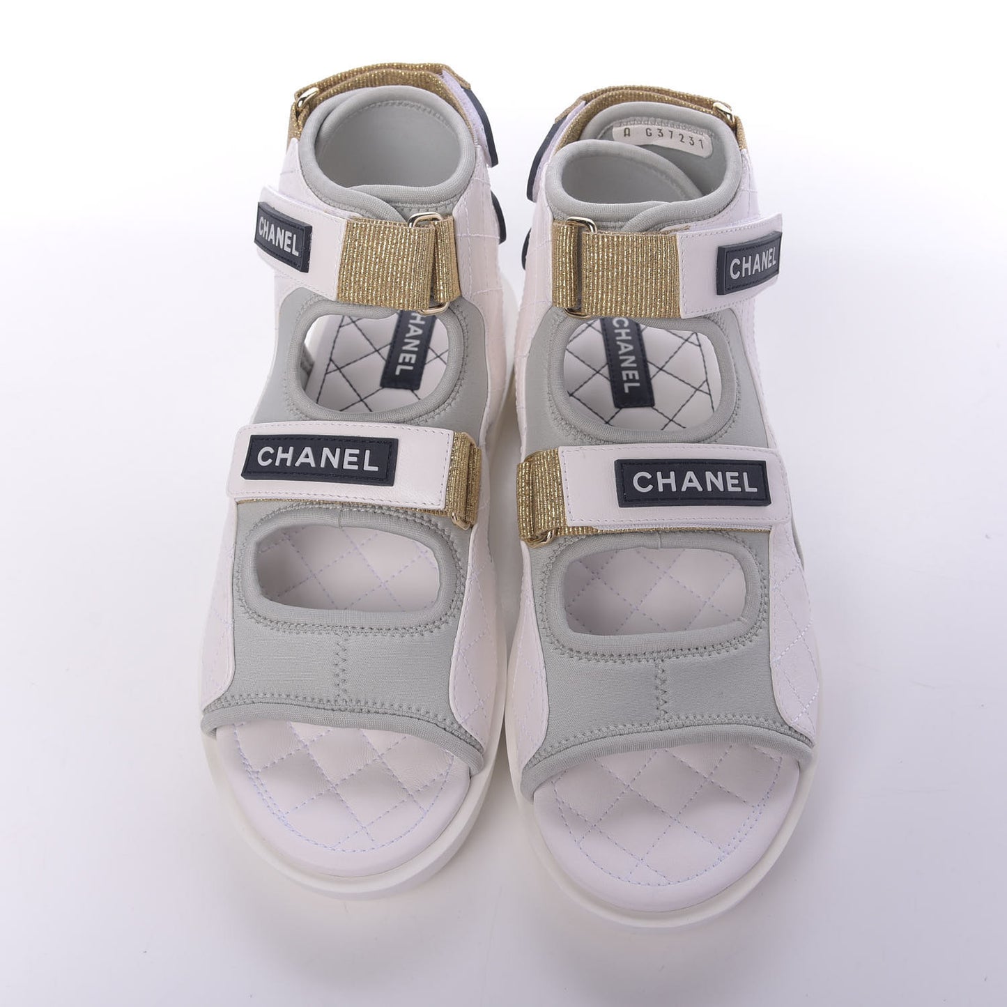 Goatskin Fabric Gladiator Sandals 40 Grey Navy Blue