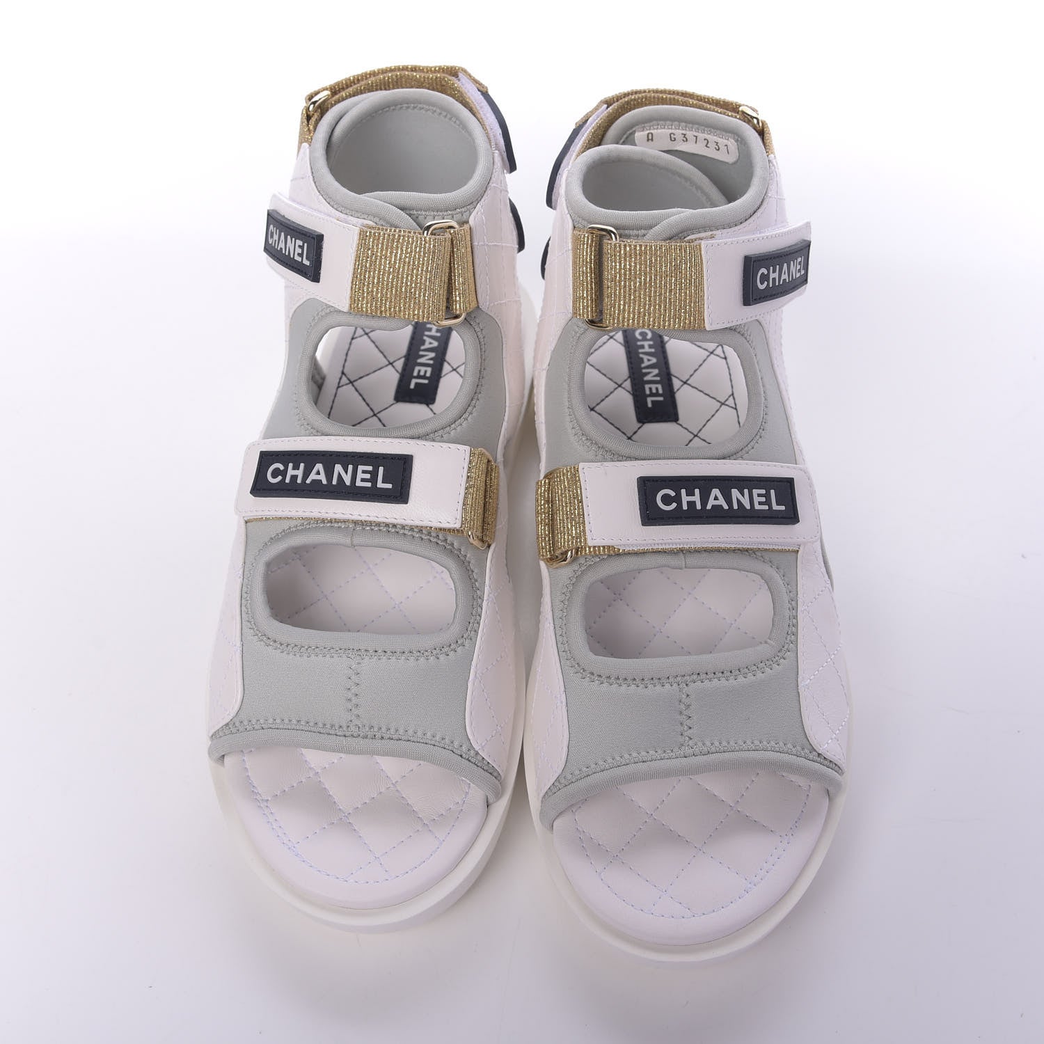 Chanel Goatskin Fabric Gladiator Sandals 40 Grey Navy Blue 6 of 10