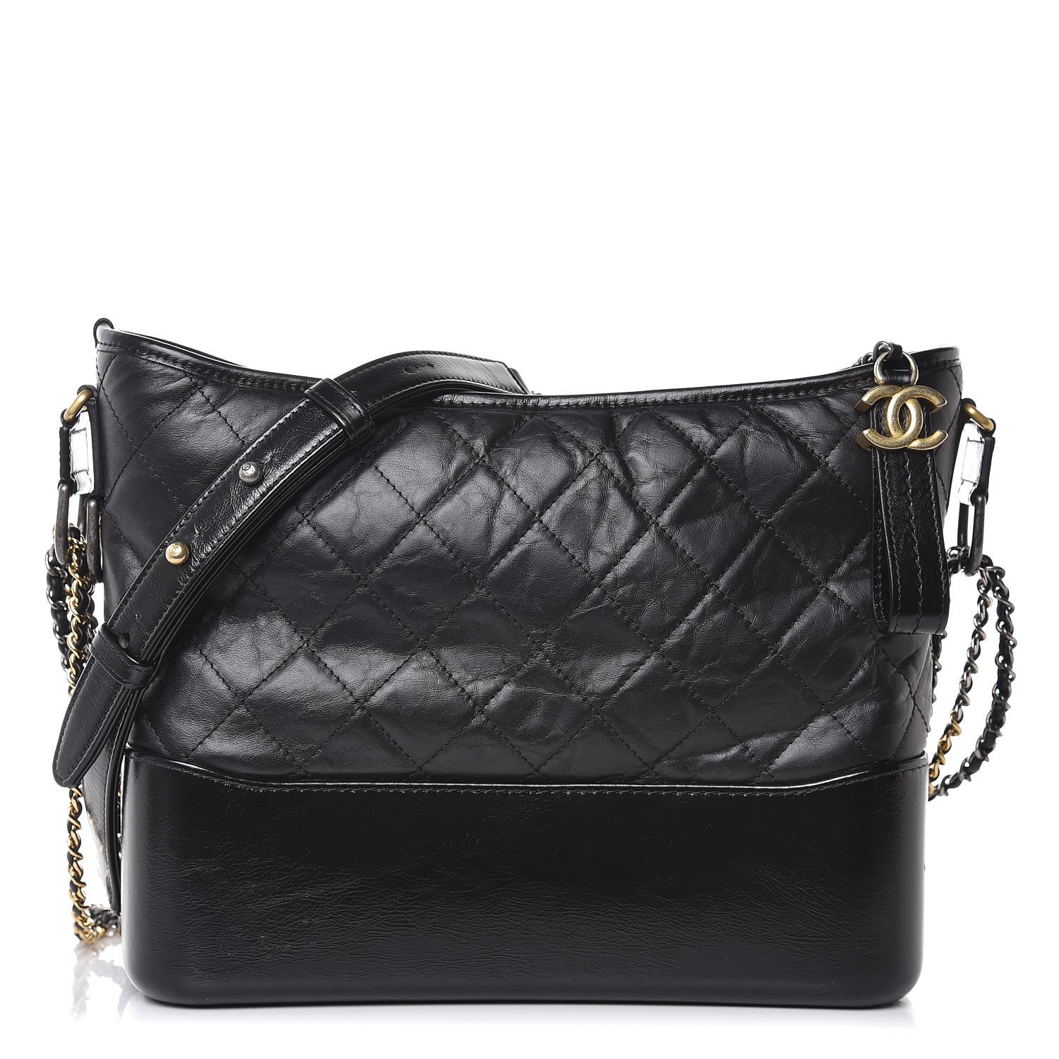 Chanel Aged Calfskin Quilted Medium Gabrielle Hobo Black 1 of 8