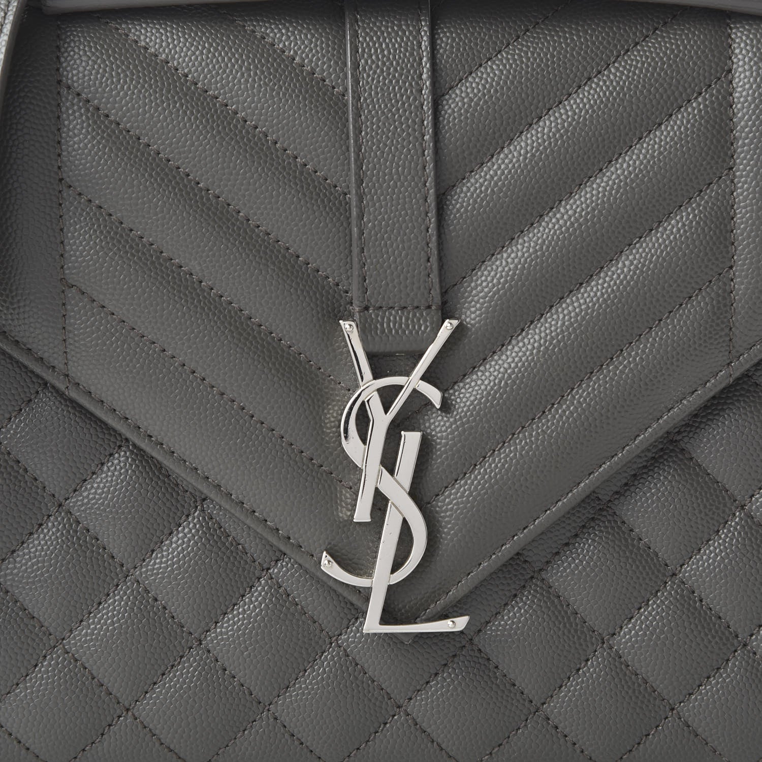 Saint Laurent Grain De Poudre Textured Mixed Matelasse Medium Triquilt Monogram Satchel Earth 9 of 10