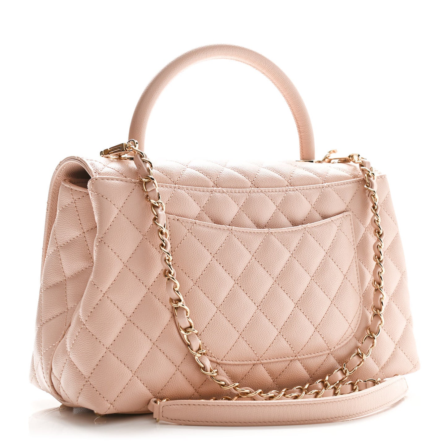 Caviar Quilted Small Coco Handle Flap Light Pink