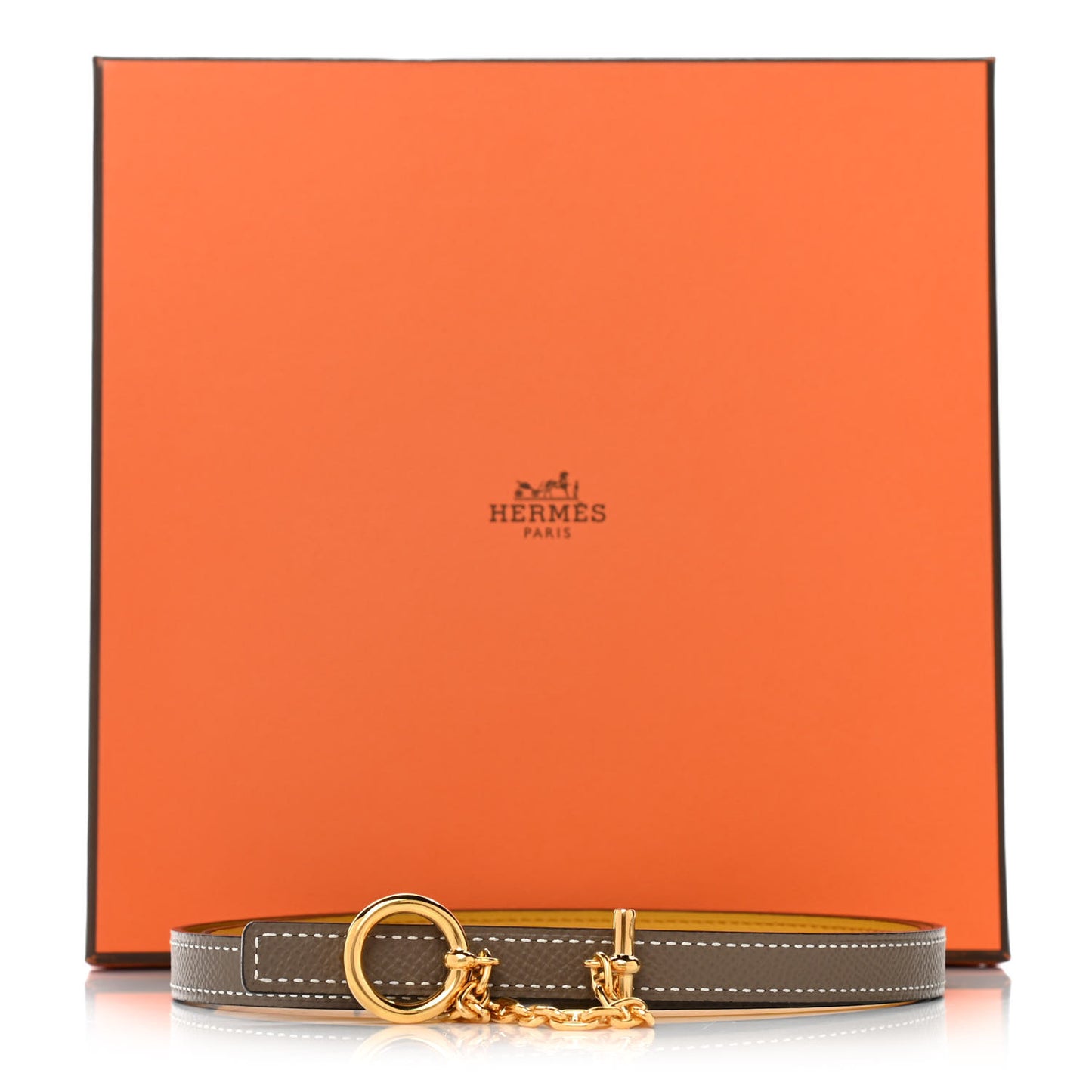 Epsom Swift Carrousel 13mm Belt 75 Etoupe Jaune Ambre