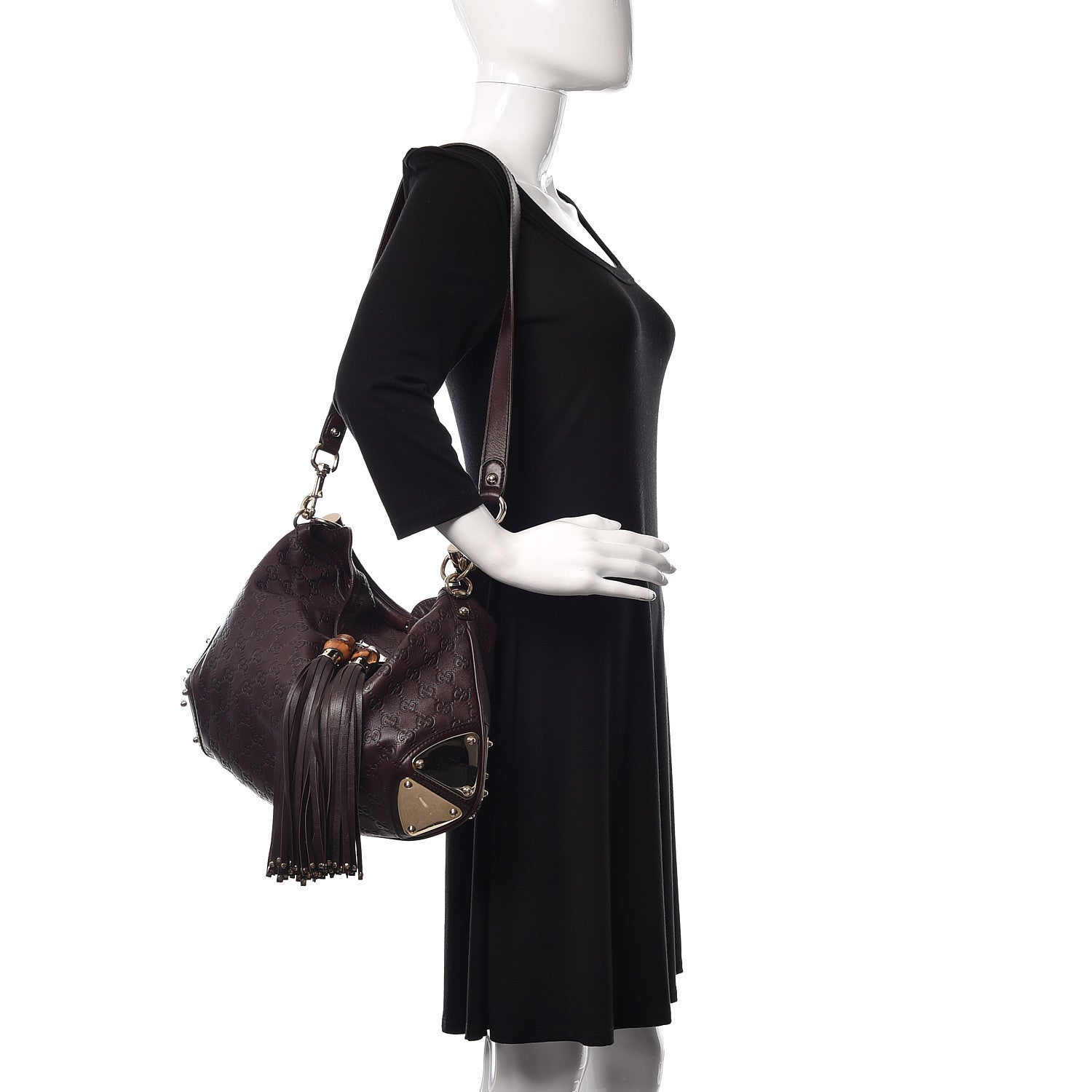 Gucci Guccissima Medium Indy Top Handle Hobo Dark Brown 3 of 10