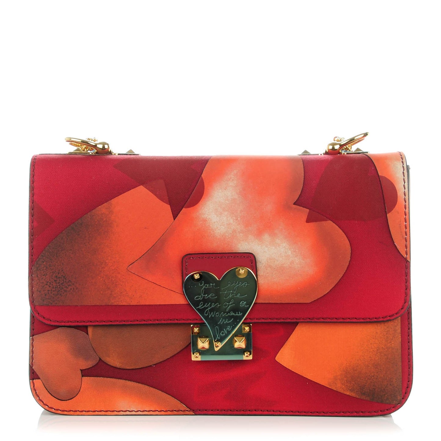 Canvas L'Amour Rockstud Shoulder Bag Scarlet