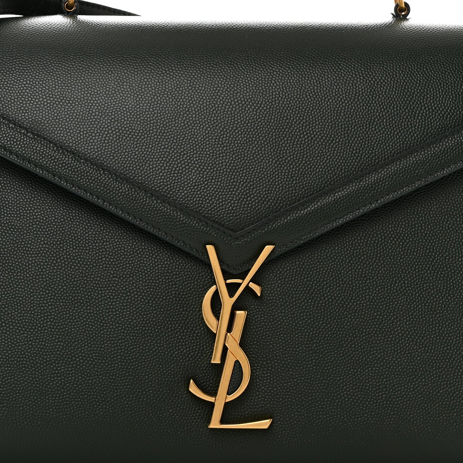 Saint Laurent Grain de Poudre Medium Classic Monogram Cassandra Top Handle Dark Green 9 of 11