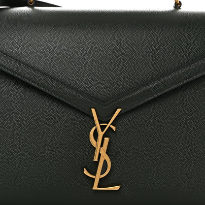 Saint Laurent Grain de Poudre Medium Classic Monogram Cassandra Top Handle Dark Green 9 of 11