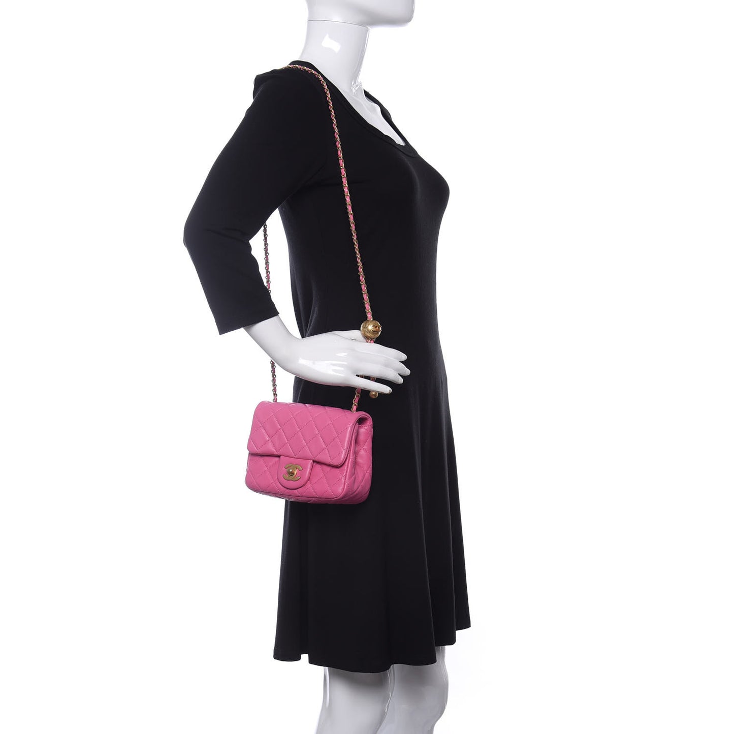 Lambskin Quilted Mini Pearl Crush Flap Pink
