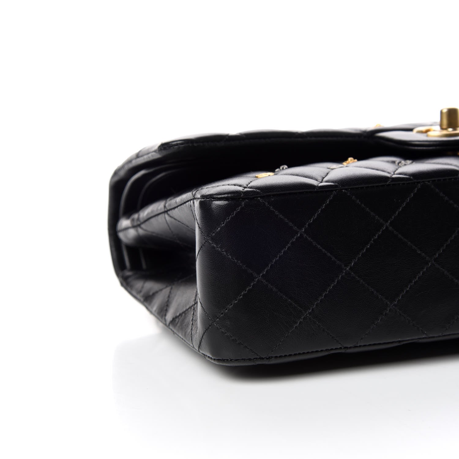 Chanel Lambskin Quilted Studded Medium Double Flap Black 5 of 11