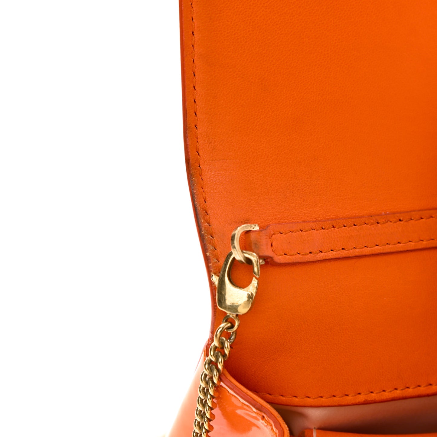 Patent Palazzo Medusa Chain Evening Bag Orange
