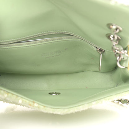 Chanel Sequin Mini Waterfall Flap Green Light Green Yellow 5 of 16