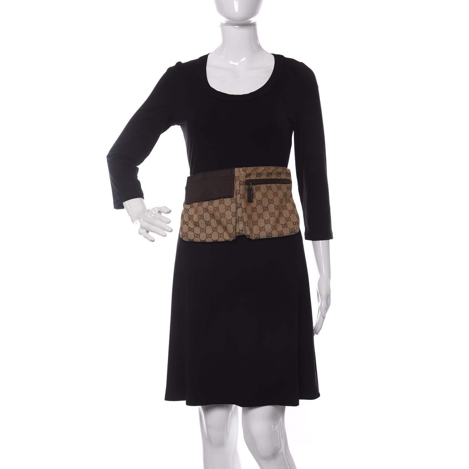 Gucci GG Monogram Double Pocket Belt Bag Dark Brown 2 of 10