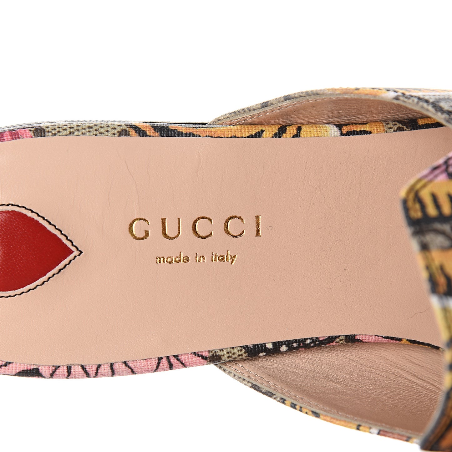 GG Supreme Monogram Bengal Womens Princetown Slippers 38 Beige Crop Pink