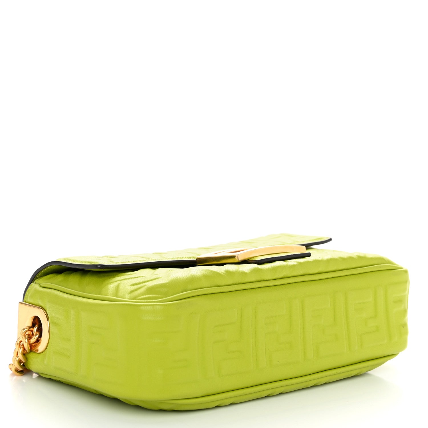 Fendi Nappa FF Embossed Small Midi Chain Baguette Wasabi 3 of 10