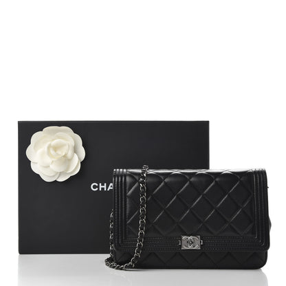 Chanel Lambskin Quilted Boy Wallet On Chain WOC Black 11 of 11