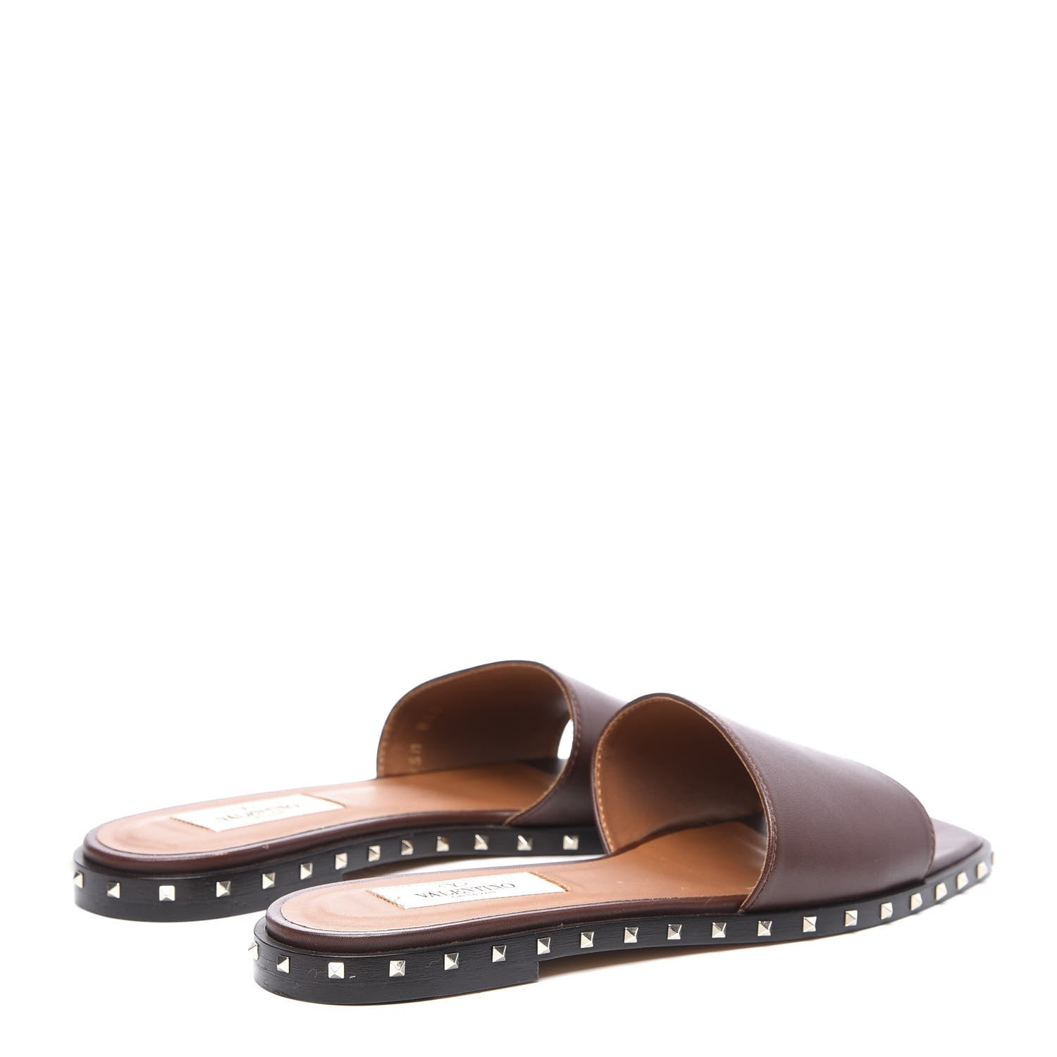 Valentino Garavani Nappa Soul Rockstud Flat Slide Sandals 36 Brown 4 of 10